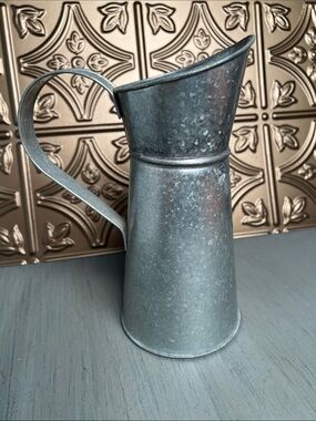 Galvanized Metal Pitcher Vase - Silver